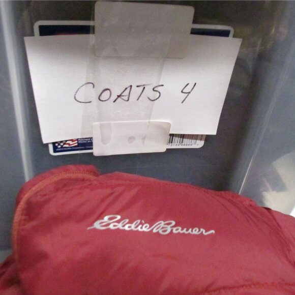 EDDIE BAUER Womens L Burgundy Short Goose Down Puffer Coat - Picture 9 of 9